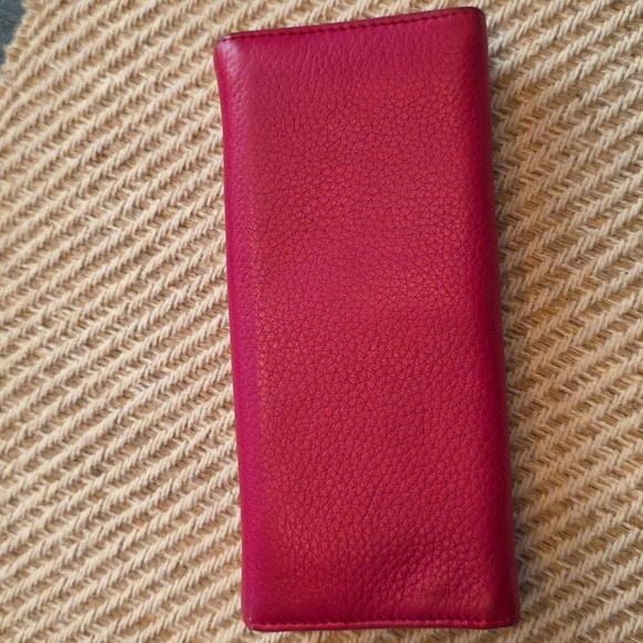 Tory Burch Raspberry Red Leather Card Long Wallet - Picture 3 of 8